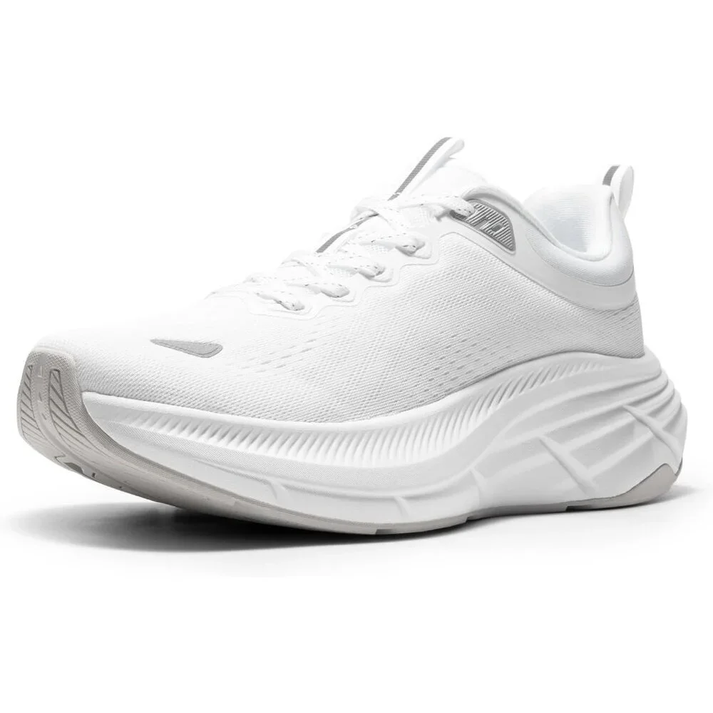Men's White Shoes Running Tennis Cushioning  Gym Workout Comfortable Sneakers